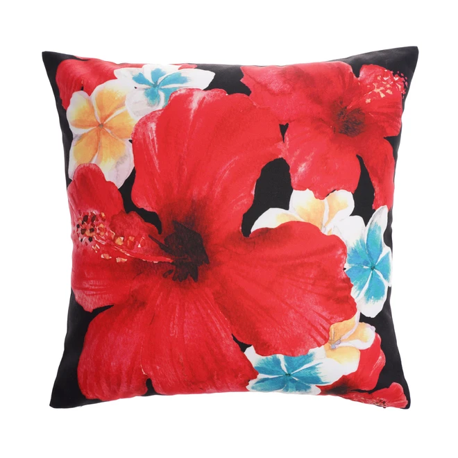 Style Selections Outdoor Throw Pillow - Hibiscus Pattern - Polyester - 16-in x 16-in 1 Style Selections Outdoor Throw Pillow - Hibiscus Pattern - Polyester - 16-in x 16-in