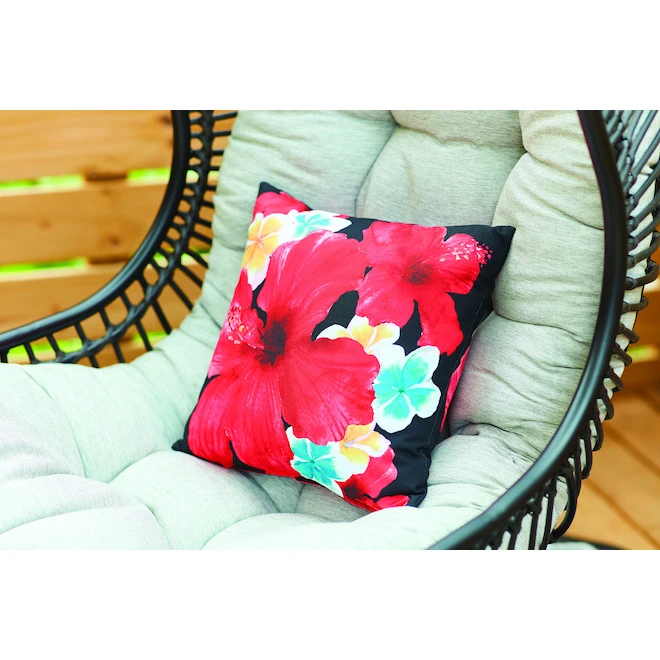 Style Selections Outdoor Throw Pillow - Hibiscus Pattern - Polyester - 16-in x 16-in 2 Style Selections Outdoor Throw Pillow - Hibiscus Pattern - Polyester - 16-in x 16-in - Image 2