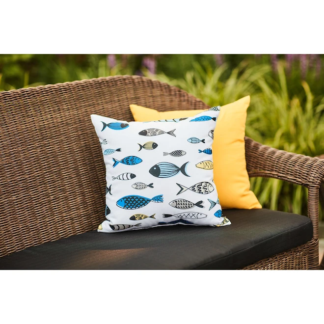 Style Selections Outdoor Throw Pillow - Polyester - 16-in x 16-in - Fish Pattern 2 Style Selections Outdoor Throw Pillow - Polyester - 16-in x 16-in - Fish Pattern - Image 2