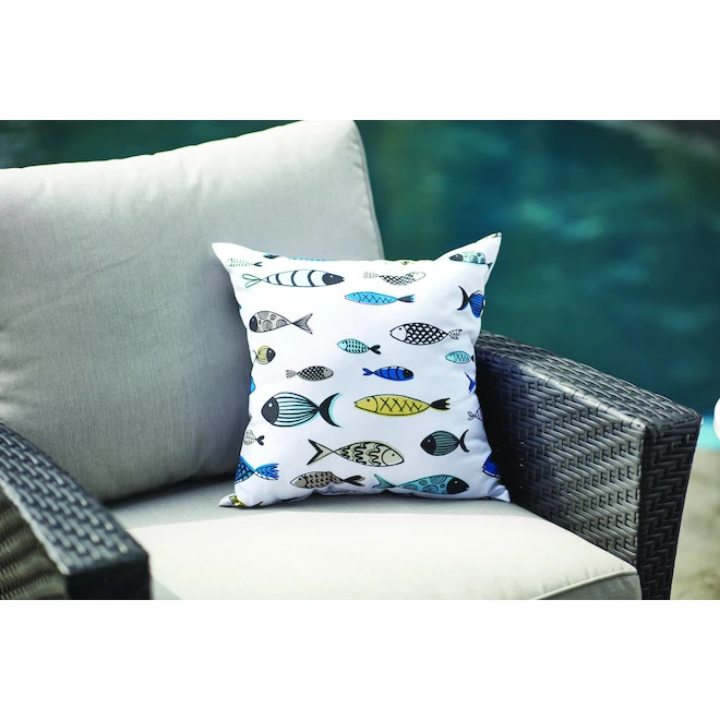 Style Selections Outdoor Throw Pillow - Polyester - 16-in x 16-in - Fish Pattern 4 Style Selections Outdoor Throw Pillow - Polyester - 16-in x 16-in - Fish Pattern - Image 4