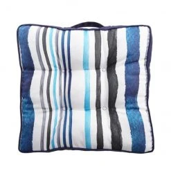 Style Selections Reversible Cushion for Chair or Ground - Striped Pattern - Blue