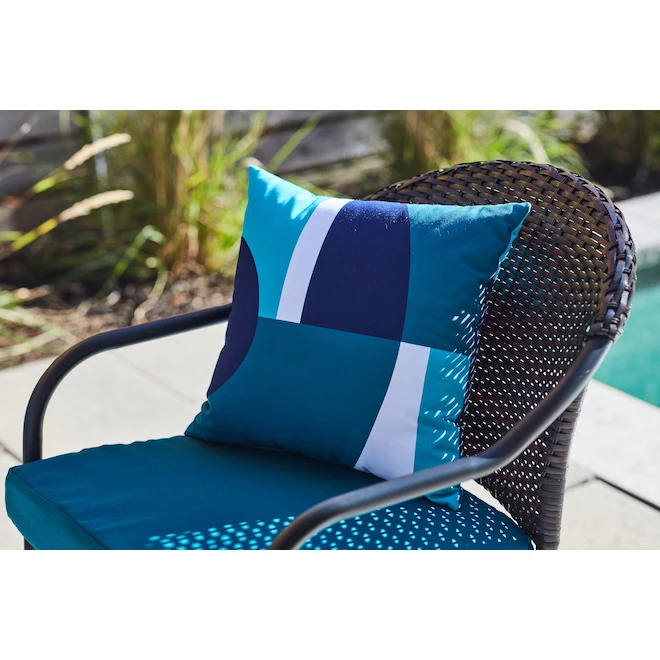 Style Selections Blue Geometric Patterns Outdoor Cushion - 16-in x 16-in 4 Style Selections Blue Geometric Patterns Outdoor Cushion - 16-in x 16-in - Image 4