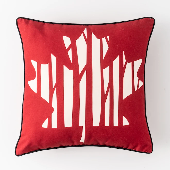 Style Selections Outdoor Cushion - Maple Leaf Print - Red/White - 18-in W x 18-in L 1 Style Selections Outdoor Cushion - Maple Leaf Print - Red/White - 18-in W x 18-in L