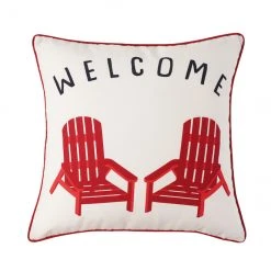 Style Selections Outdoor Cushion - Welcome and Bienvenue Print - 18-in x 18-in