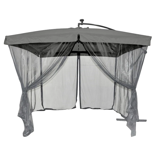 Solar-Light Cantilever Umbrella with Netting - 10 ft - Grey 1 Solar-Light Cantilever Umbrella with Netting - 10 ft - Grey